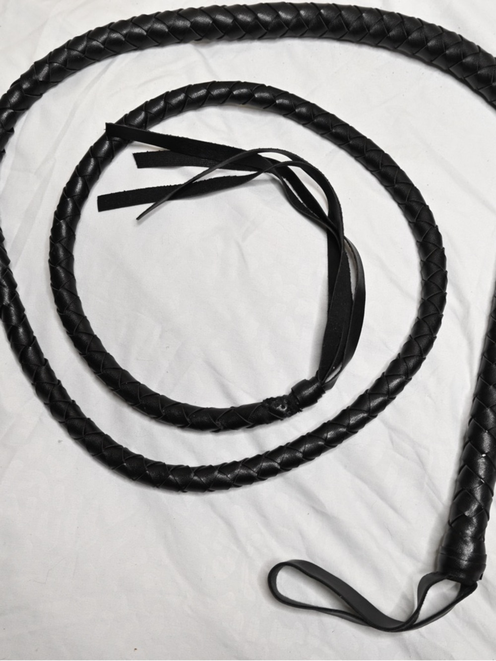 CAT WOMAN Braided Black Leather Whip - Accessories